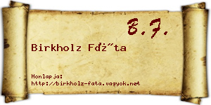 Birkholz Fáta névjegykártya